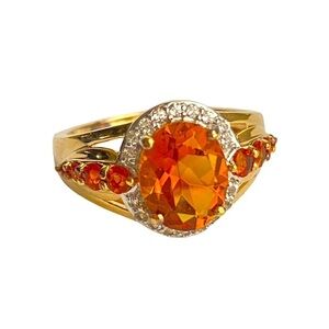 Stauer Madeira Citrine Cocktail Ring Yellow Gold Finish Sterling Silver Size 8‎